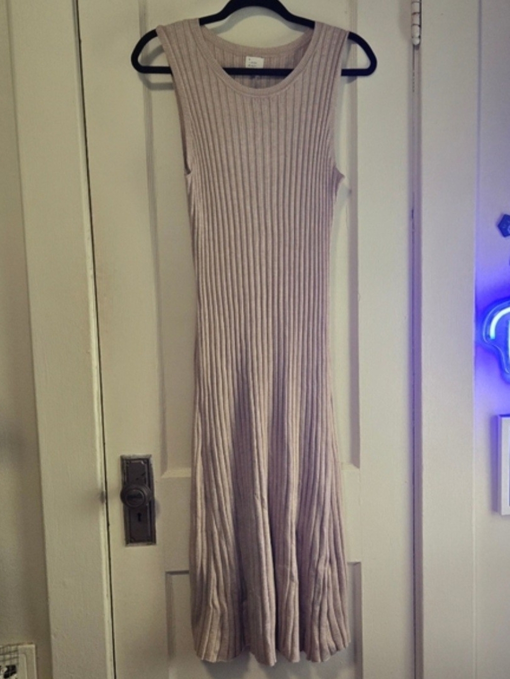 A New Day Sleeveless Ribbed Maxi Dress in Light Taupe